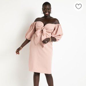 Eloqui Tie Bodice Off The Shoulder Dress